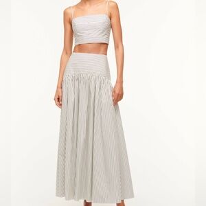 FEDERICO TOP and PROCIDA SKIRT in ivory micro stripe